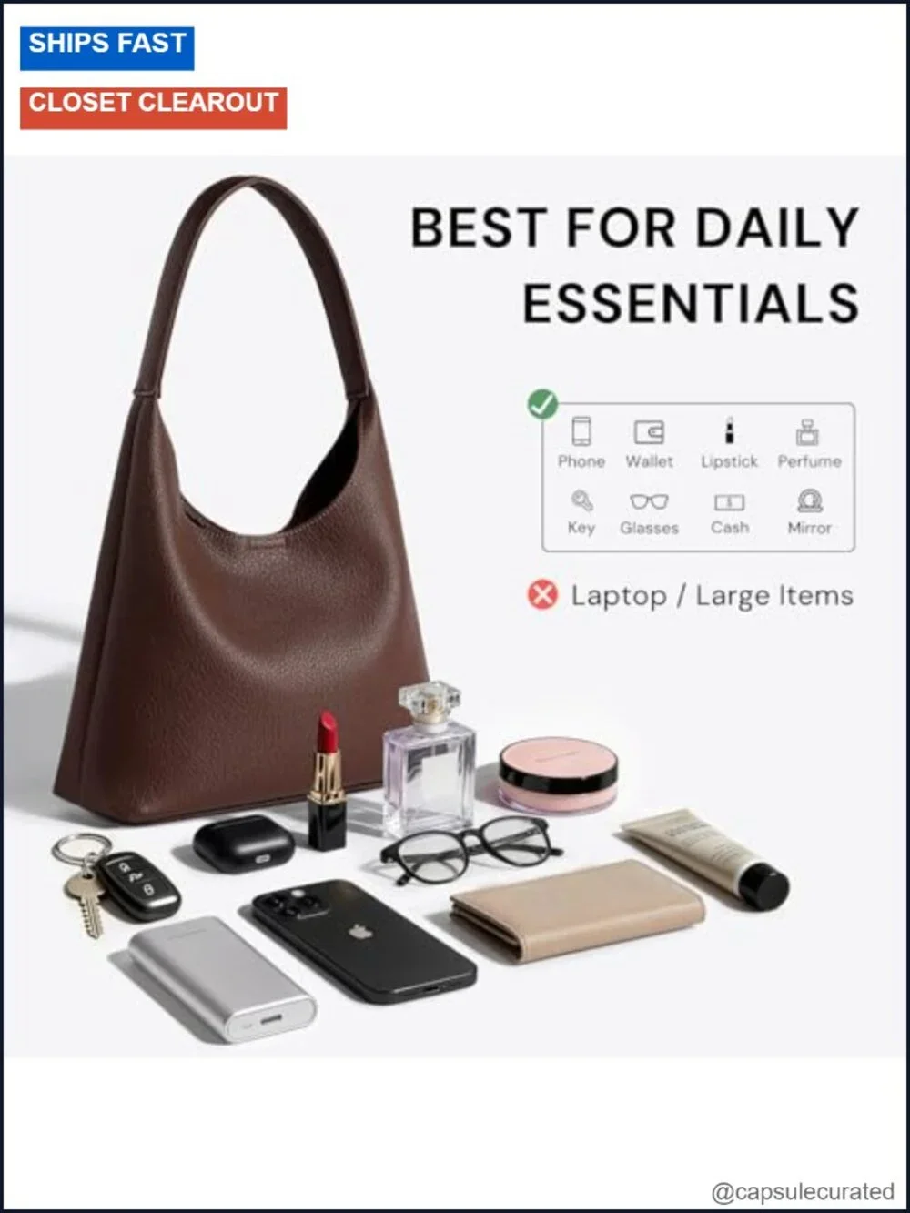 Women's Slouchy Hobo Bag - Soft Vegan Leather Shoulder Purse with Magnetic